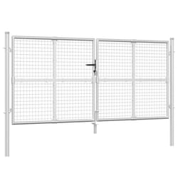 vidaXL Mesh Garden Gate Fence Door Fencing 300x175 cm Silver Galvanised Steel