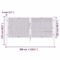 vidaXL Mesh Garden Gate Fence Door Fencing 300x175 cm Silver Galvanised Steel