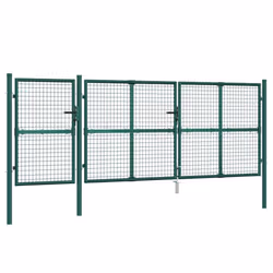 vidaXL Garden Gate Lawn Fence Door Mesh Patio Outdoor Gate Galvanised Steel - green, 400 x 175 cm