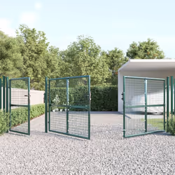 vidaXL Garden Gate Lawn Fence Door Mesh Patio Outdoor Gate Galvanised Steel - green, 400 x 175 cm