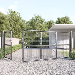 vidaXL Garden Gate Lawn Fence Door Mesh Patio Outdoor Gate Galvanised Steel - anthracite, 350 x 175 cm - Additional view 2