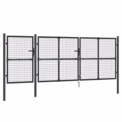 vidaXL Garden Gate Lawn Fence Door Mesh Patio Outdoor Gate Galvanised Steel - anthracite, 400 x 175 cm