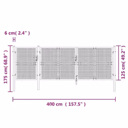 vidaXL Garden Gate Lawn Fence Door Mesh Patio Outdoor Gate Galvanised Steel - anthracite, 400 x 175 cm