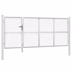 vidaXL Garden Gate Lawn Fence Door Mesh Patio Outdoor Gate Galvanised Steel - silver, 350 x 175 cm