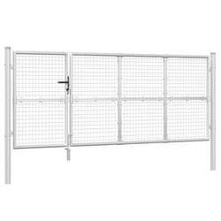 vidaXL Garden Gate Lawn Fence Door Mesh Patio Outdoor Gate Galvanised Steel - silver, 350 x 175 cm