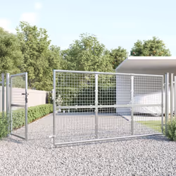 vidaXL Garden Gate Lawn Fence Door Mesh Patio Outdoor Gate Galvanised Steel - silver, 350 x 175 cm