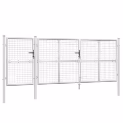 vidaXL Garden Gate Lawn Fence Door Mesh Patio Outdoor Gate Galvanised Steel - silver, 400 x 175 cm