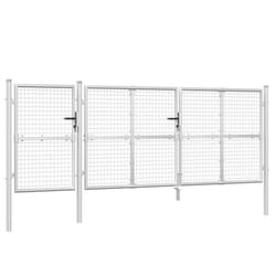 vidaXL Garden Gate Lawn Fence Door Mesh Patio Outdoor Gate Galvanised Steel - silver, 400 x 175 cm