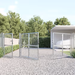 vidaXL Garden Gate Lawn Fence Door Mesh Patio Outdoor Gate Galvanised Steel - silver, 400 x 175 cm