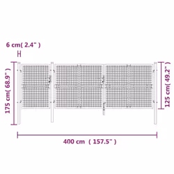 vidaXL Garden Gate Lawn Fence Door Mesh Patio Outdoor Gate Galvanised Steel - silver, 400 x 175 cm - Additional view 6