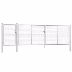 vidaXL Garden Gate Lawn Fence Door Mesh Patio Outdoor Gate Galvanised Steel - silver, 500 x 175 cm
