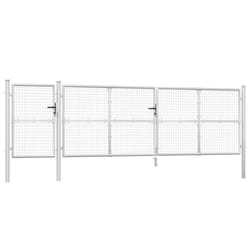 vidaXL Garden Gate Lawn Fence Door Mesh Patio Outdoor Gate Galvanised Steel - silver, 500 x 175 cm