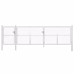 vidaXL Garden Gate Lawn Fence Door Mesh Patio Outdoor Gate Galvanised Steel - silver, 500 x 175 cm