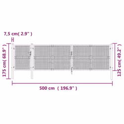 vidaXL Garden Gate Lawn Fence Door Mesh Patio Outdoor Gate Galvanised Steel - silver, 500 x 175 cm