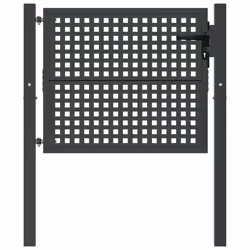 vidaXL Garden Gate Driveway Fence Gate Fence Panel Patio Gate Anthracite Steel - 105 x 125 cm