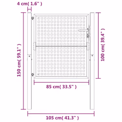vidaXL Garden Gate Driveway Fence Gate Fence Panel Patio Gate Anthracite Steel - 105 x 150 cm - Additional view 3