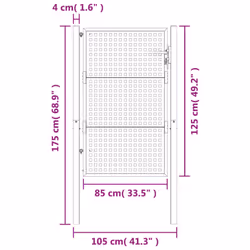 vidaXL Garden Gate Driveway Fence Gate Fence Panel Patio Gate Anthracite Steel - 105 x 175 cm - Additional view 5