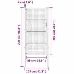 vidaXL Garden Gate Driveway Fence Gate Fence Panel Patio Gate Anthracite Steel - 105 x 250 cm - Additional view 5