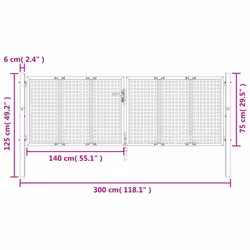 vidaXL Garden Gate Driveway Fence Gate Fence Panel Patio Gate Anthracite Steel - 300 x 125 cm - Additional view 5