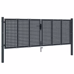 vidaXL Garden Gate Driveway Fence Gate Fence Panel Patio Gate Anthracite Steel - 300 x 150 cm