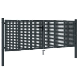 vidaXL Garden Gate Driveway Fence Gate Fence Panel Patio Gate Anthracite Steel - 300 x 150 cm