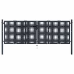 vidaXL Garden Gate Driveway Fence Gate Fence Panel Patio Gate Anthracite Steel - 300 x 150 cm