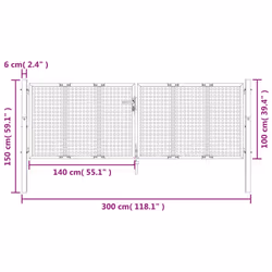 vidaXL Garden Gate Driveway Fence Gate Fence Panel Patio Gate Anthracite Steel - 300 x 150 cm - Additional view 5