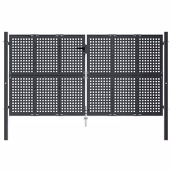 vidaXL Garden Gate Driveway Fence Gate Fence Panel Patio Gate Anthracite Steel - 300 x 175 cm - Additional view 2