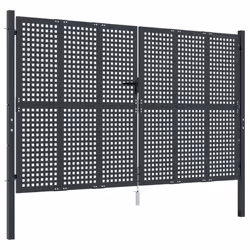 vidaXL Garden Gate Driveway Fence Gate Fence Panel Patio Gate Anthracite Steel - 300 x 225 cm
