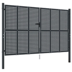 vidaXL Garden Gate Driveway Fence Gate Fence Panel Patio Gate Anthracite Steel - 300 x 225 cm