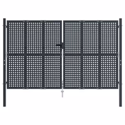 vidaXL Garden Gate Driveway Fence Gate Fence Panel Patio Gate Anthracite Steel - 300 x 225 cm