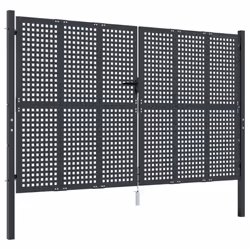 vidaXL Garden Gate Driveway Fence Gate Fence Panel Patio Gate Anthracite Steel - 300 x 250 cm