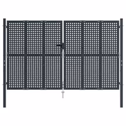 vidaXL Garden Gate Driveway Fence Gate Fence Panel Patio Gate Anthracite Steel - 300 x 250 cm