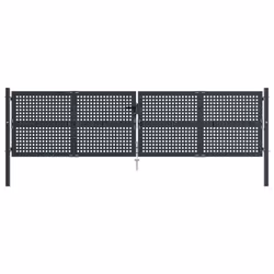 vidaXL Garden Gate Driveway Fence Gate Fence Panel Patio Gate Anthracite Steel - 400 x 125 cm - Additional view 2