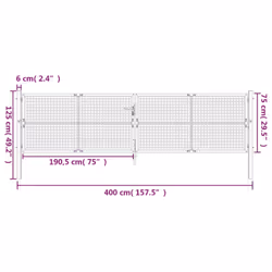 vidaXL Garden Gate Driveway Fence Gate Fence Panel Patio Gate Anthracite Steel - 400 x 125 cm - Additional view 3