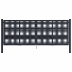vidaXL Garden Gate Driveway Fence Gate Fence Panel Patio Gate Anthracite Steel - 400 x 200 cm