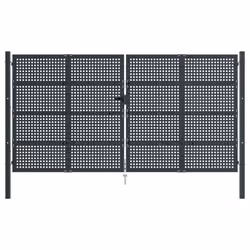 vidaXL Garden Gate Driveway Fence Gate Fence Panel Patio Gate Anthracite Steel - 400 x 225 cm - Additional view 2