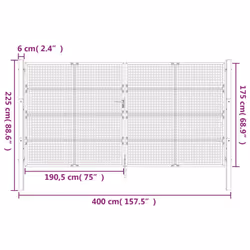 vidaXL Garden Gate Driveway Fence Gate Fence Panel Patio Gate Anthracite Steel - 400 x 225 cm - Additional view 5