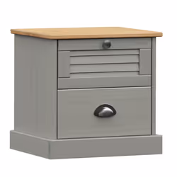 vidaXL Bedside Cabinet Wooden Bedside Table Nightstand VIGO Solid Wood Pine - grey
