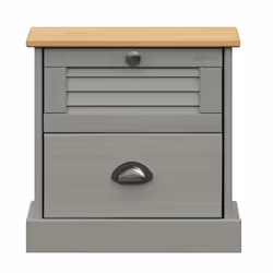 vidaXL Bedside Cabinet Wooden Bedside Table Nightstand VIGO Solid Wood Pine - grey - Additional view 5