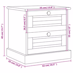 vidaXL Bedside Cabinet Wooden Bedside Table Nightstand VIGO Solid Wood Pine - grey - Additional view 9