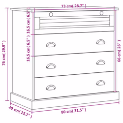 vidaXL Chest of Drawers Wooden Sideboard Storage Cabinet VIGO Solid Wood Pine - white - Additional view 3