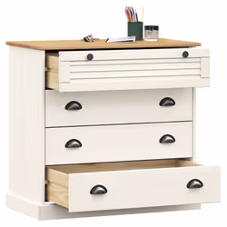 vidaXL Chest of Drawers Wooden Sideboard Storage Cabinet VIGO Solid Wood Pine - white - Additional view 5
