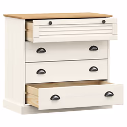 vidaXL Chest of Drawers Wooden Sideboard Storage Cabinet VIGO Solid Wood Pine - white - Additional view 6