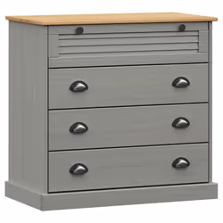 vidaXL Chest of Drawers Wooden Sideboard Storage Cabinet VIGO Solid Wood Pine - grey
