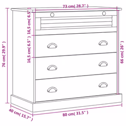 vidaXL Chest of Drawers Wooden Sideboard Storage Cabinet VIGO Solid Wood Pine - grey - Additional view 10
