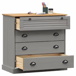 vidaXL Chest of Drawers Wooden Sideboard Storage Cabinet VIGO Solid Wood Pine - grey - Additional view 4