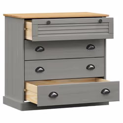 vidaXL Chest of Drawers Wooden Sideboard Storage Cabinet VIGO Solid Wood Pine - grey - Additional view 6