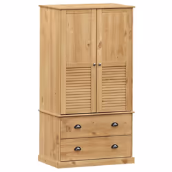 vidaXL Wardrobe Closet Clothes Wooden Storage Organiser VIGO Solid Wood Pine - brown