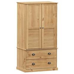 vidaXL Wardrobe Closet Clothes Wooden Storage Organiser VIGO Solid Wood Pine - brown